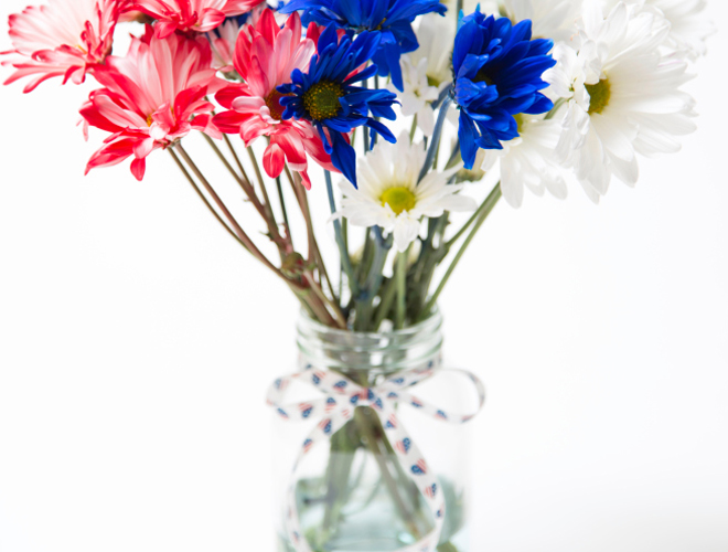 flowers in mason jar