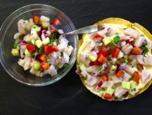seabass ceviche tostada